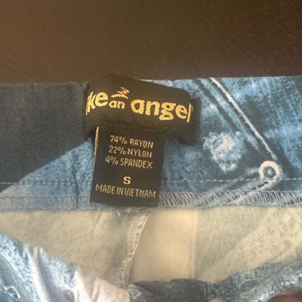 Patchwork Denim Print Flared Pants - image 4